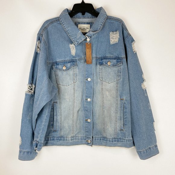 Ashley Vintage Charm Jackets & Blazers - Ashley Vintage Charm Denim Jacket Distressed 3X